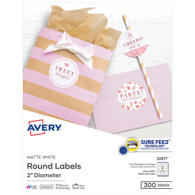Avery® Matte White Round Labels with Sure Feed™, 2