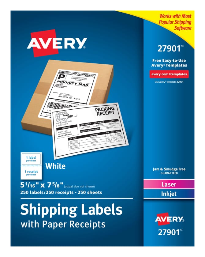 Avery Shipping Labels Paper Receipts 5-1/16