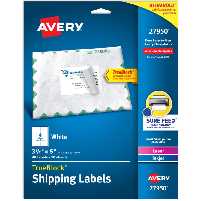Avery® Shipping Labels, Sure Feed™ and TrueBlock® Technology ...