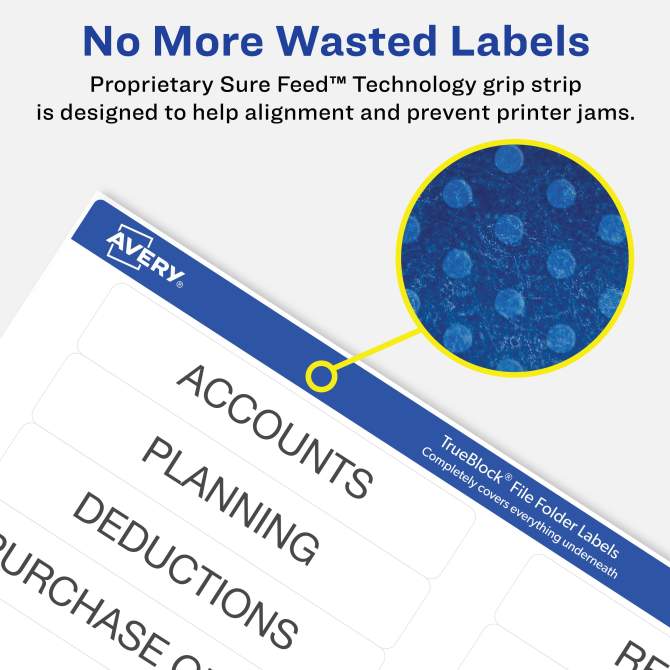 Avery® File Folder Labels with TrueBlock® Technology, Permanent Adhesive,  2/3