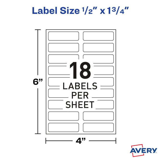 Avery No Iron Fabric Labels, 0.5x 1.75, Matte White, Handwrite Only, 2 Pack, 108 Labels Total (32130)