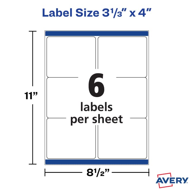 TrueBlock® Shipping Labels with Sure Feed™ Technology, Permanent, 3-1/3” x  4”, White, 2 Pack, 120 Labels (32134) | Avery.com