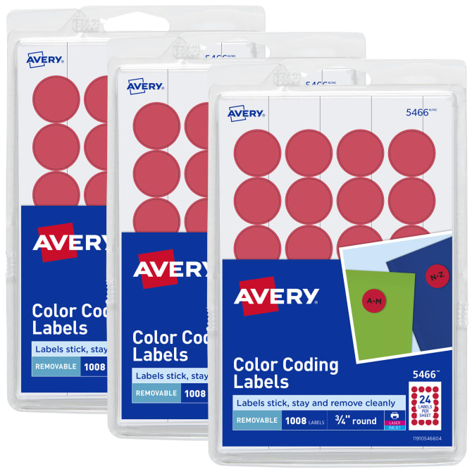 3" Red Round Color Code Inventory Label Dots Stickers 