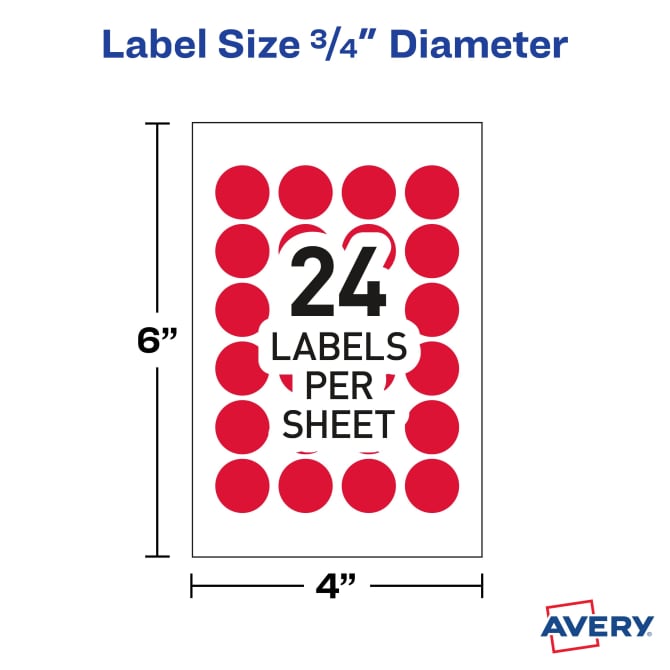 Avery® SeeThrough ColorCoding Removable Labels, 1/4, 40 OFF