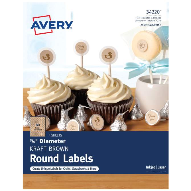 Avery Round Labels Kraft Brown Pack of 240 (34220) | Avery.com
