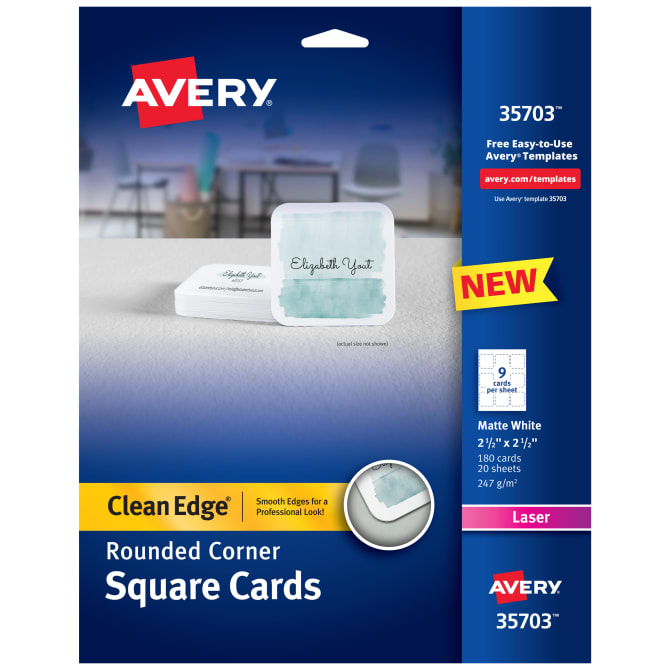 Avery Square Cards With Rounded Edges 180 Cards Laser 35702 Avery Com