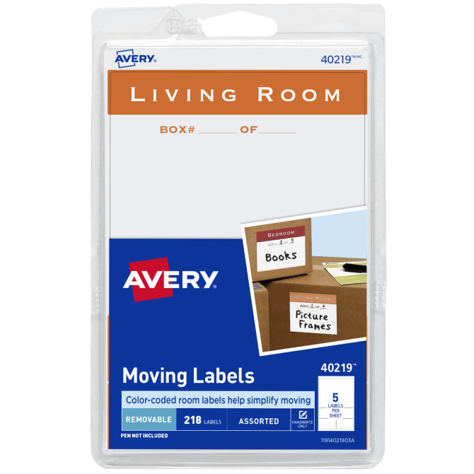 Avery Removable Moving Labels Assorted Shapes Sizes Handwrite Only 218 Labels 40219