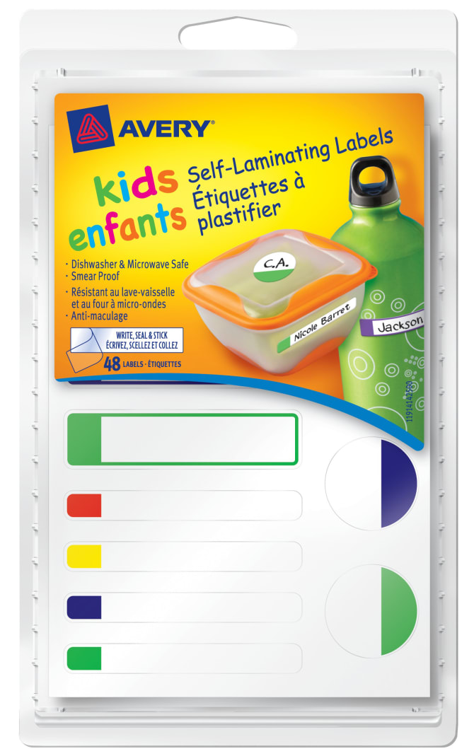 Avery Self Laminating Labels For Kids Gear Assorted 48 Labels