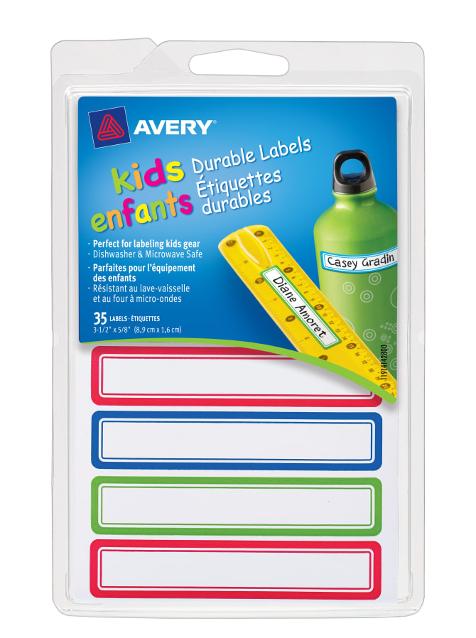 Avery Durable Labels For Kids Gear Assorted 35 Labels 41428
