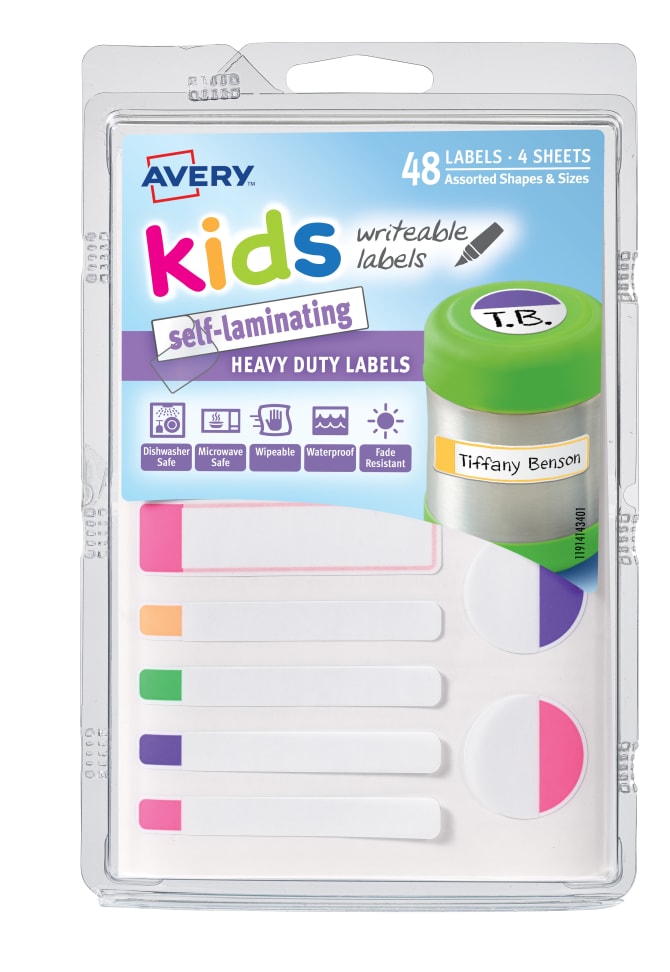 Avery Kids Self Laminating Labels Assorted 48 Labels 41434 Avery Com