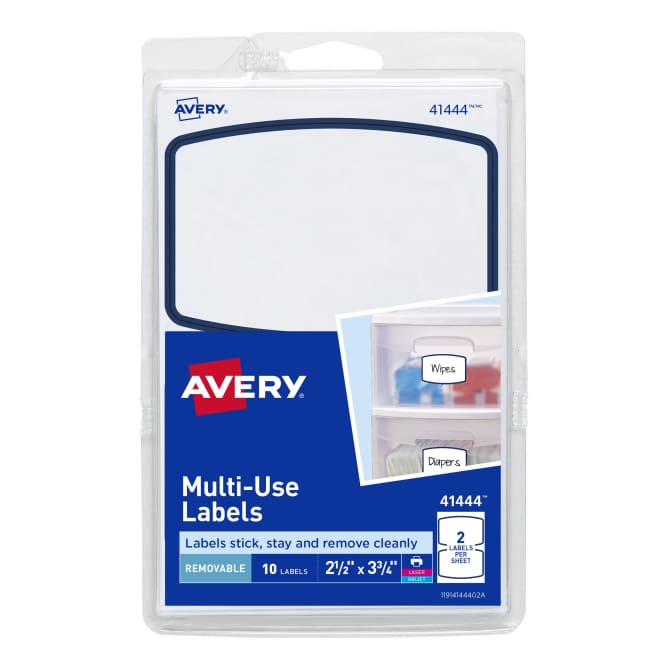 Avery® Removable Labels, Removable Adhesive, Blue Border, 3-3/4