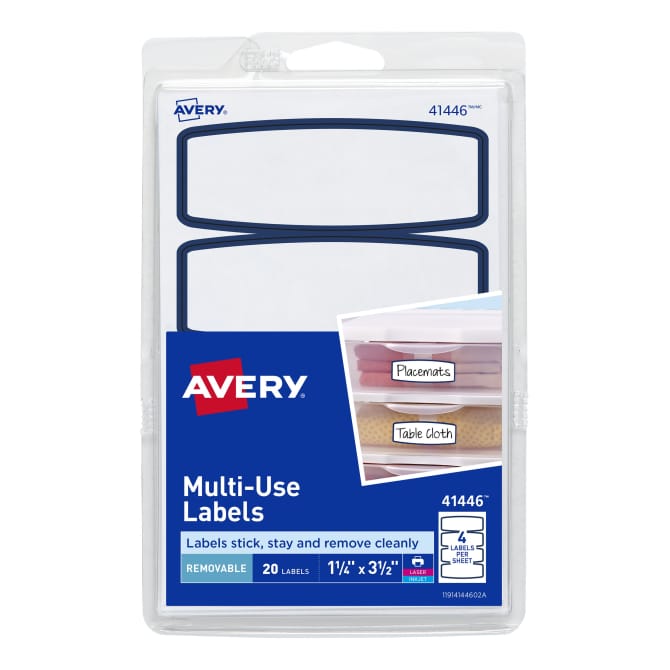 Avery Removable Multiuse Labels Blue Border 20 Labels (41446 ...