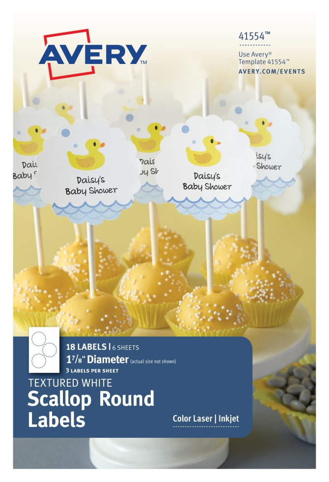 Avery Scallop Labels Textured 18 Labels 41554 Avery Com