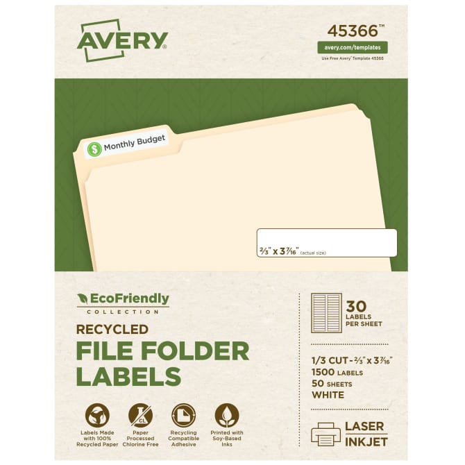 EcoFriendly File Folder Labels, 2/3