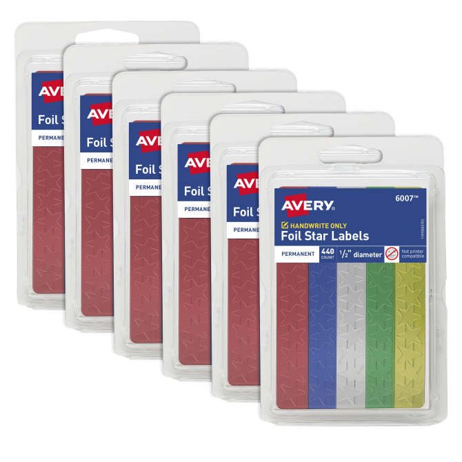 Avery Label Stars Small Gold Pack Of 90