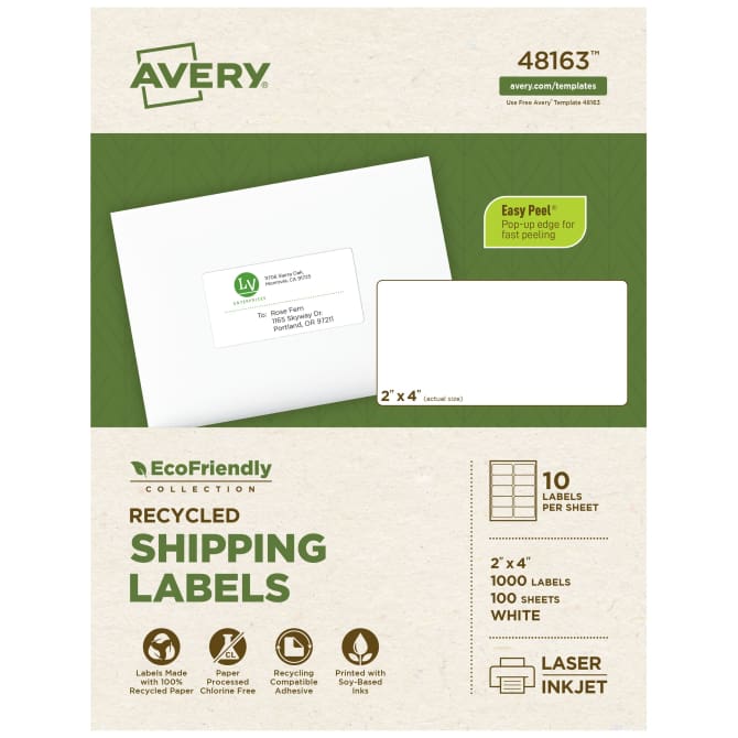 4 x 5 Rectangle Recycled White Label Sheet (Rounded Corners