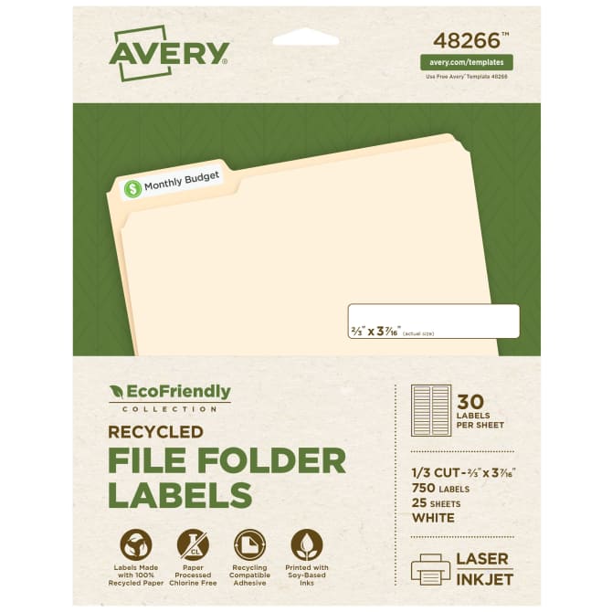 EcoFriendly File Folder Labels, 2/3