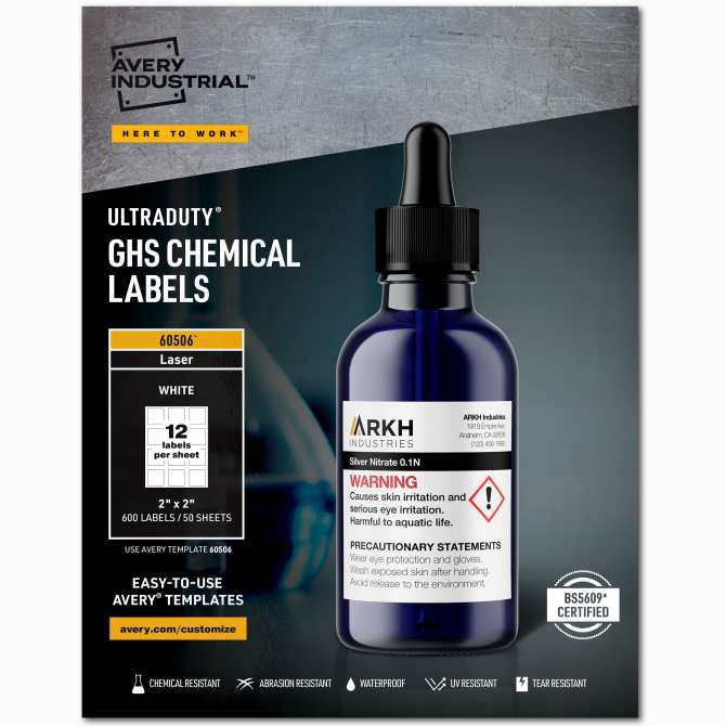 Avery UltraDuty GHS Chemical Labels for Laser Printers ...