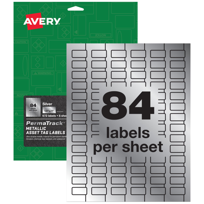 Avery Permatrack Metallic Asset Tag Labels 1 2 X 1 672 Labels 60519