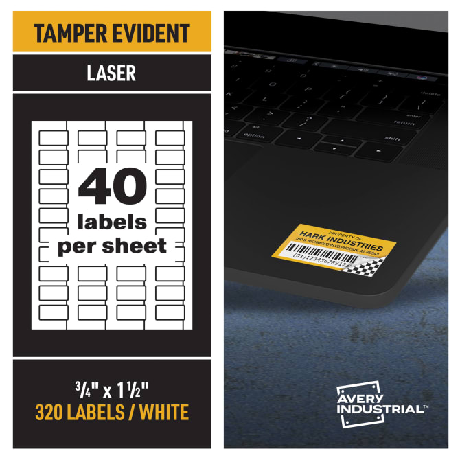 Avery® PermaTrack™ Tamper-Evident Asset Tag Labels, 3/4