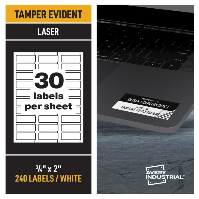 Avery® PermaTrack™ Tamper-Evident Asset Tag Labels, 3/4