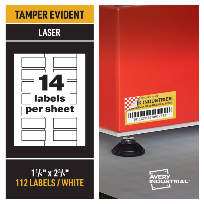 Avery® PermaTrack™ Tamper-Evident Asset Tag Labels, 1-1/4