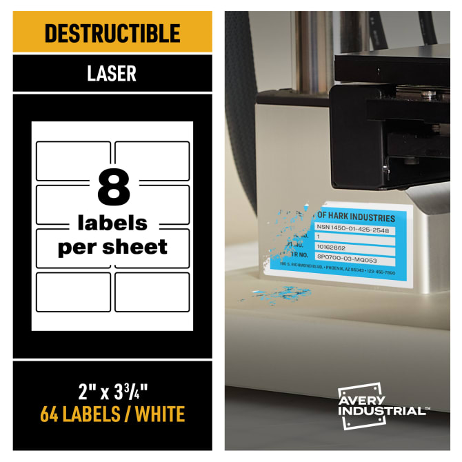Avery® PermaTrack™ Destructible Asset Tag Labels, 3-3/4