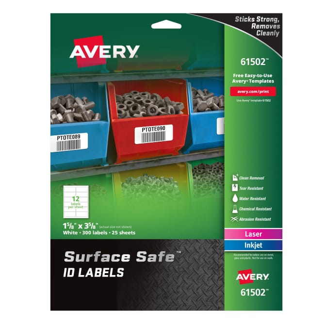 Avery® Surface Safe® Durable ID Labels, Removable Adhesive, Water &  Chemical Resistant, 1-5/8