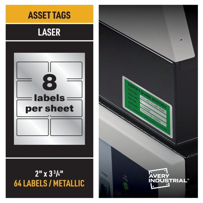 Avery® PermaTrack™ Metallic Asset Tag Labels, 3-3/4