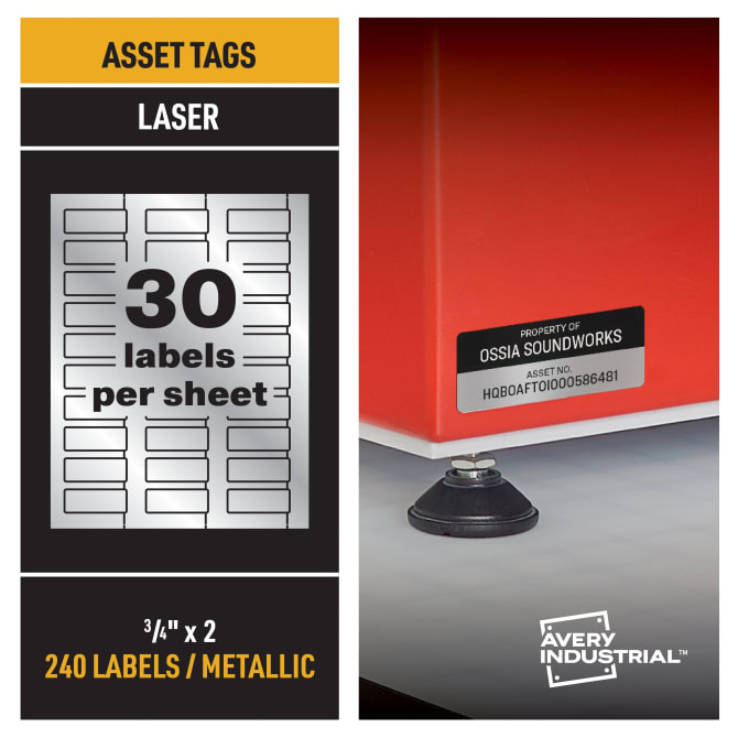 Avery® PermaTrack™ Metallic Asset Tag Labels, 3/4