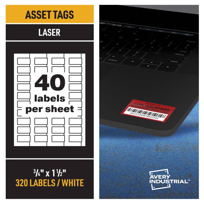 Avery® PermaTrack™ White Asset Tag Labels, 3/4