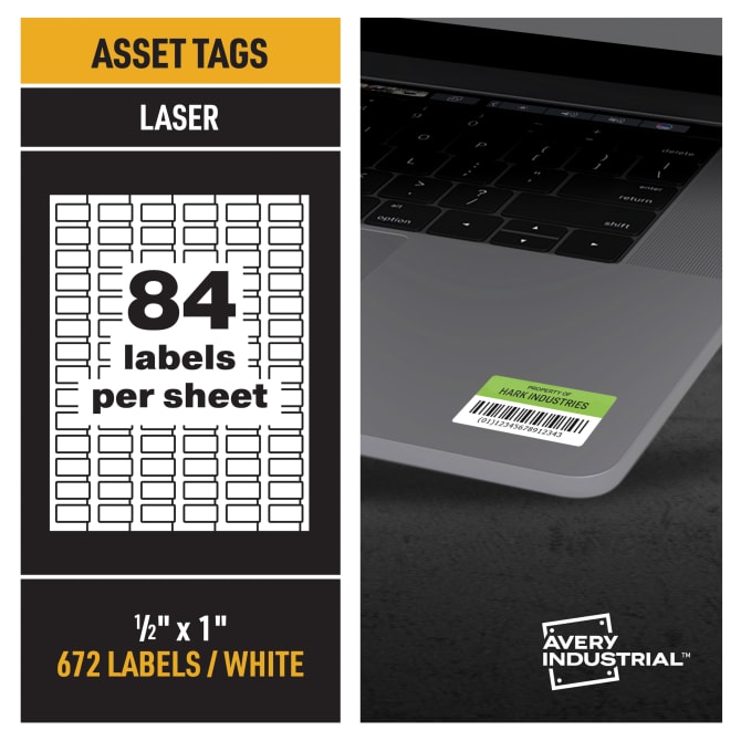 Avery® PermaTrack™ White Asset Tag Labels, 1/2