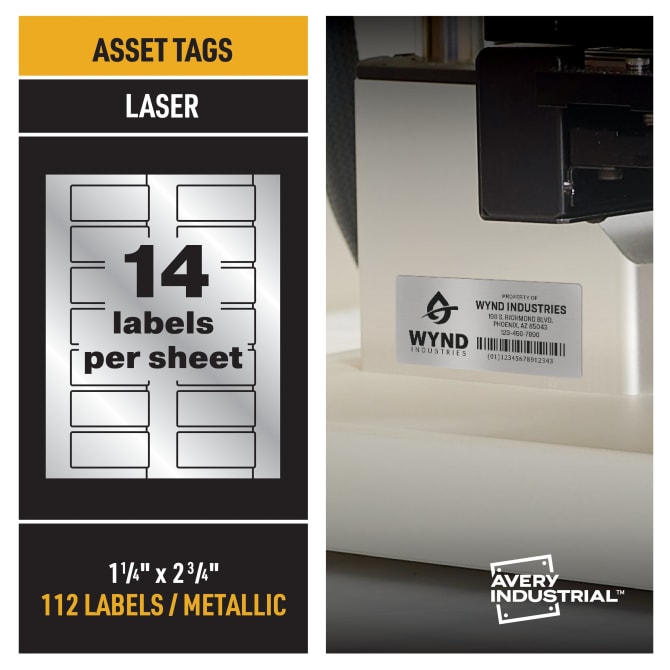 Avery PermaTrack™ Metallic Asset Tag Labels, 1-1/4