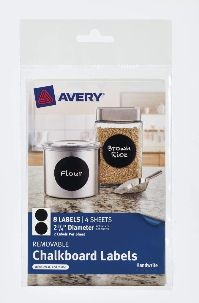 Avery Removable Chalkboard Labels Removable Adhesive Black Handwrite 2 3 4 Diameter 8 Labels 73302