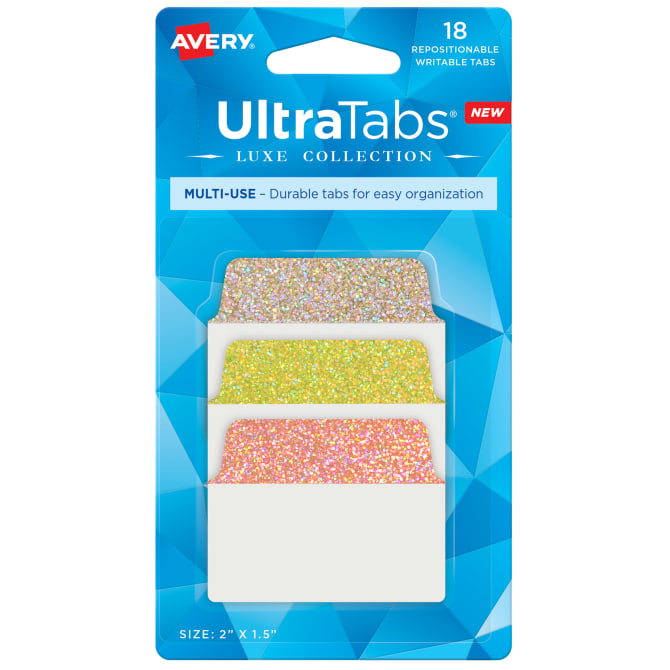 Avery Ultra Tabs Luxe Multi Use Tabs Assorted Holo Glitter Designs 18 Tabs Avery Com