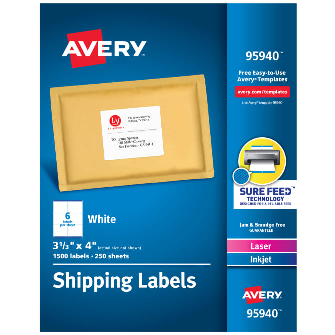 Avery Shipping Labels 3 1 3 X 4 1 500 Labels Avery Com