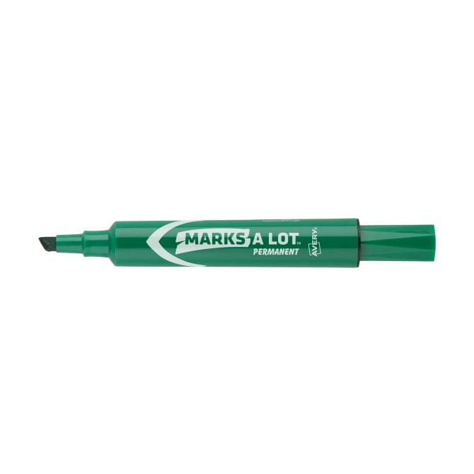 Marks-A-Lot Permanent Marker, Regular Desk-Style Size, Chisel Tip, 1 Green  Marker (07885)