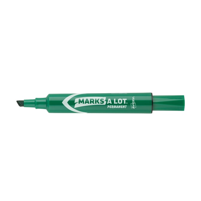 Avery Marks A Lot Permanent Markers Chisel Tip Large Desk Style Size Green  Pack Of 12 - Office Depot