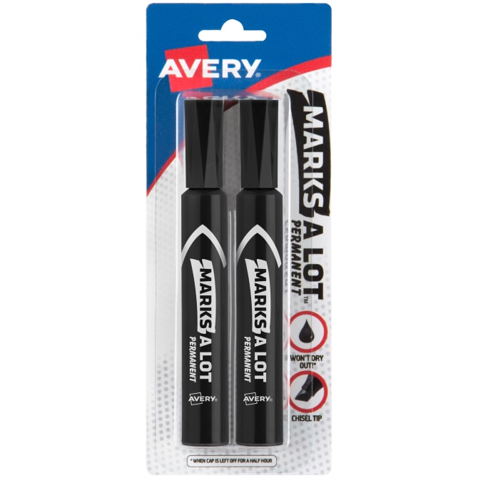 Avery Permanent Markers, Large Desk-Style Size, Chisel Tip, 2