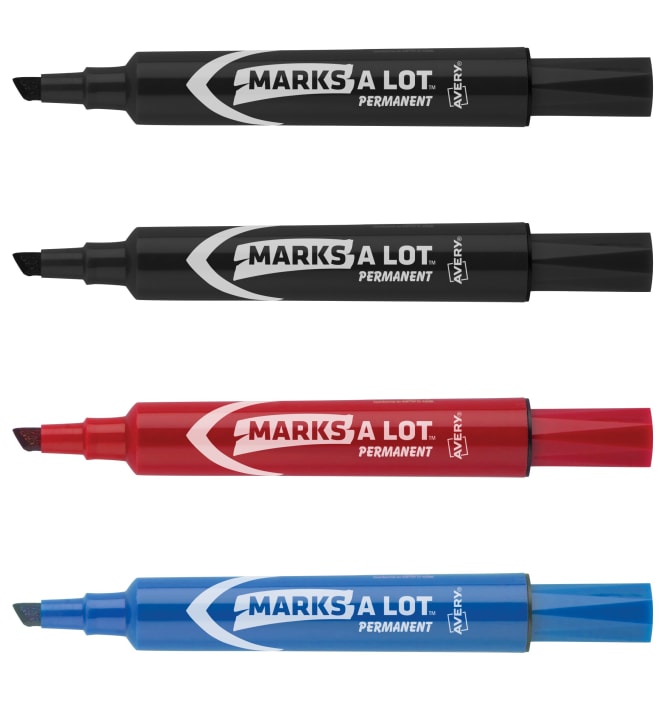 Marks-A-Lot Permanent Markers, Regular Desk-Style Size, Chisel Tip