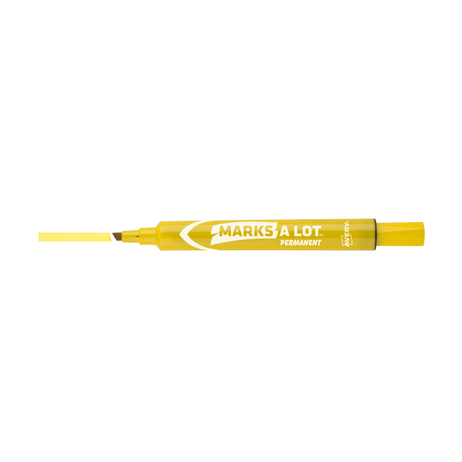 Marks-A-Lot Permanent Marker, Large Desk-Style Size, Chisel Tip, 1 Yellow  Marker (08882)