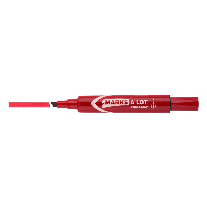 Avery Marks-A-Lot Desk-Style Permanent Marker, Chisel Tip, Red (17887)