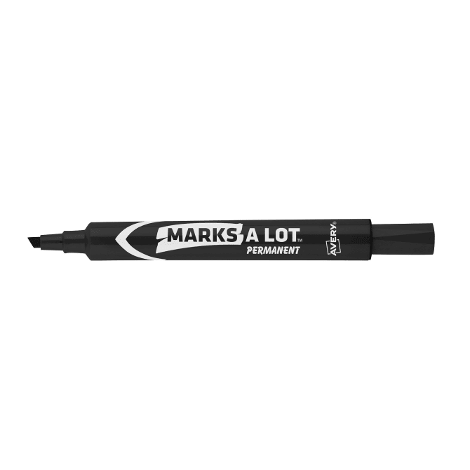 Marks-A-Lot Permanent Markers, Large Desk-Style Size, Chisel Tip, 2 Black  Markers (18922)