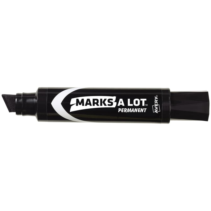 Marks-A-Lot Permanent Marker, Jumbo Desk-Style Size, Chisel Tip, 1 Black  Marker (24148)