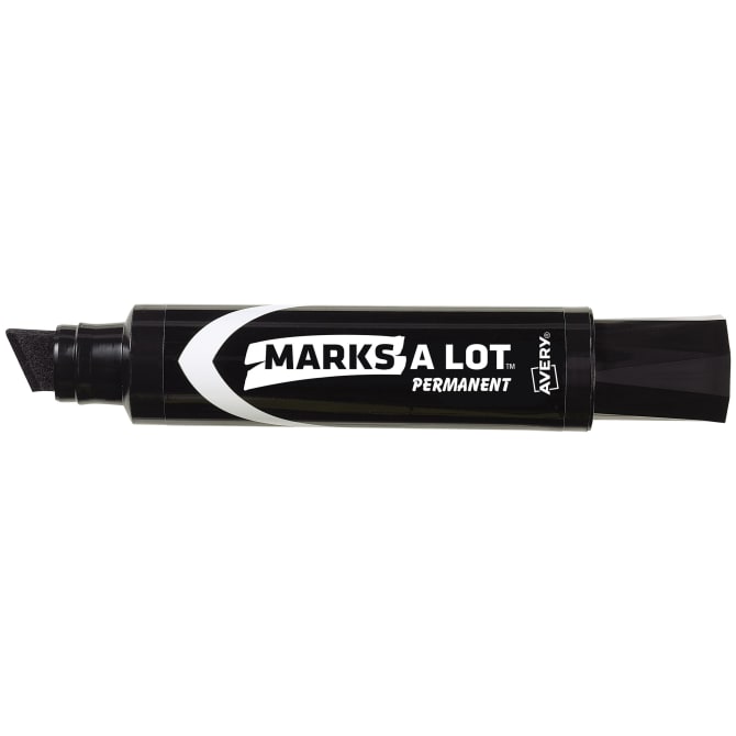 Marks-A-Lot Permanent Marker, Jumbo Desk-Style Size, Chisel Tip, 1 Black  Marker (24138)