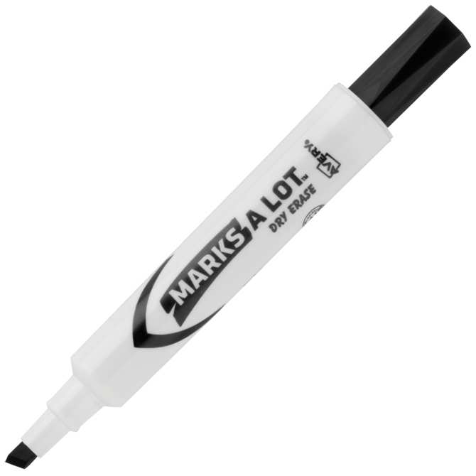 Marks-A-Lot® Desk-Style Dry Erase Marker, Chisel Tip, Black (24408)