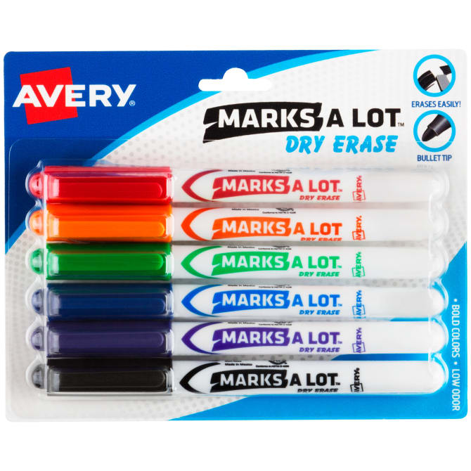 (10) Pack Multi-Color Small Dry Erase Markers with Eraser Caps