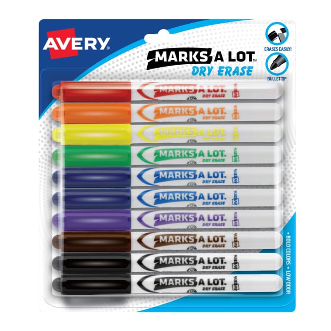 Dry Erase Marker, Pen-Style, Extra-Fine Bullet Tip, Assorted