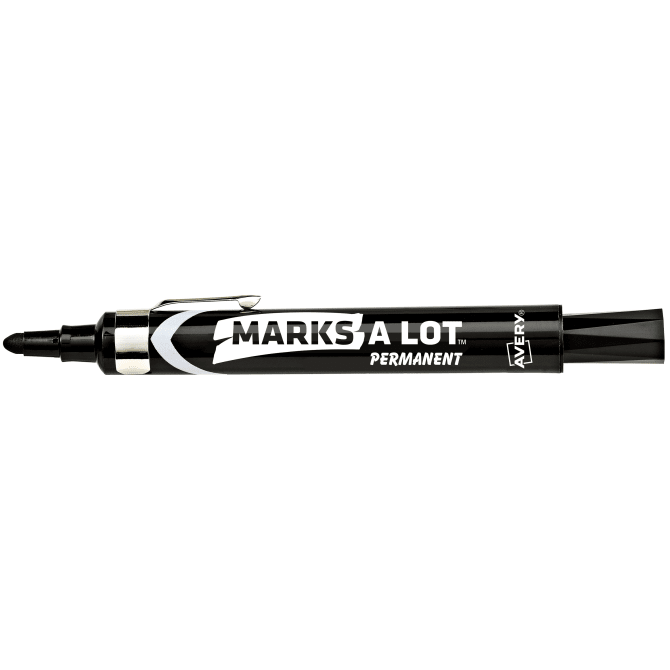 Marks-A-Lot Permanent Markers, Pen-Style Size, Bullet Tip, 3 Black Markers  (29837)