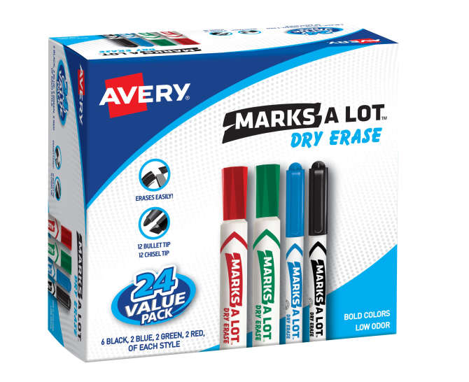 Take Note! Dry Erase Markers, Chisel Tip, 12 Count